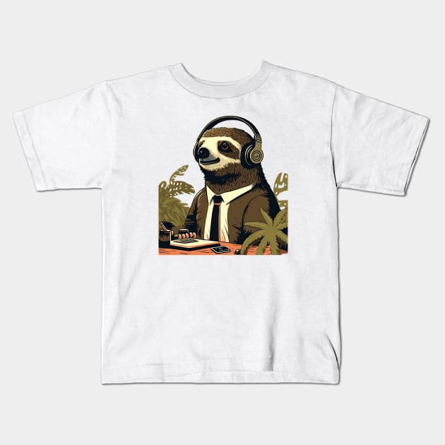 Slow and Steady: Slothful Customer Service Agent Kids T-Shirt by zoocostudio